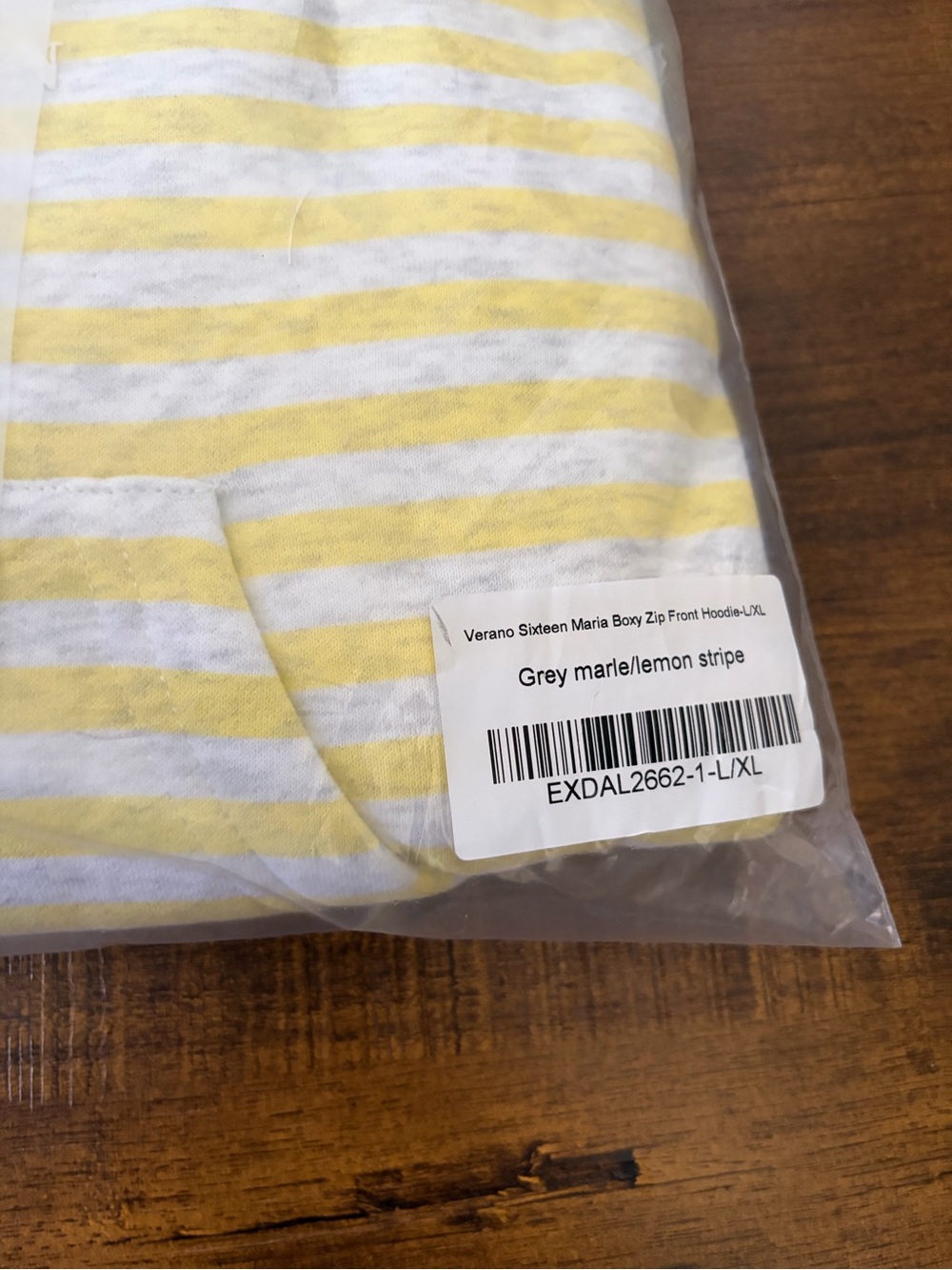 NWT White Fox Verano Sixteen Maria Boxy Zip Front Hoodie Grey Marle/Lemon Stripe - Picture 5 of 8